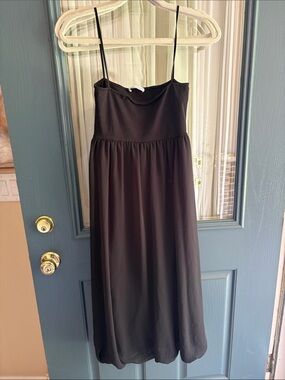 Zara Black Spaghetti-Strap Midi Dress